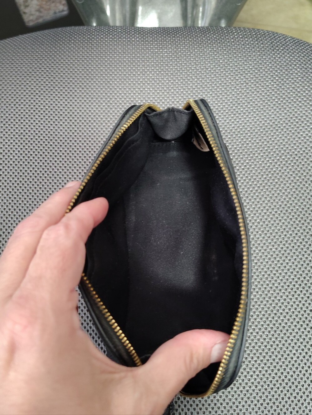 Coach Black Leather Small Toiletry- Cosmetic Bag, Zip Pouch with Gold Hardware - Picture 5 of 5